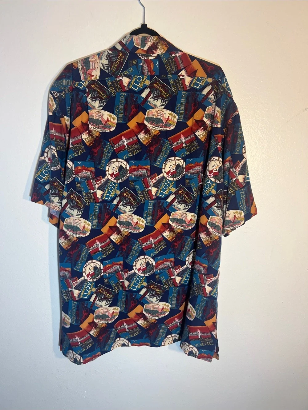 Polo by Ralph Lauren Vintage Multicolor Travel Patch Print Button-Down Shirt L